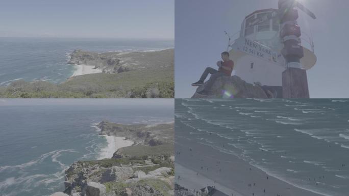 南非好望角非洲海滩实拍素材国外灯塔海岸线