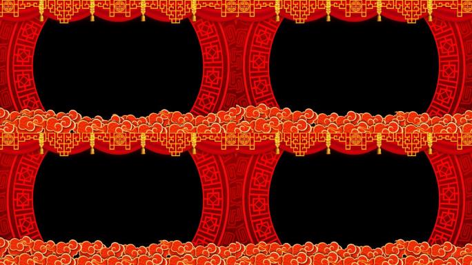 4K祥云剪纸喜庆边框循环通道