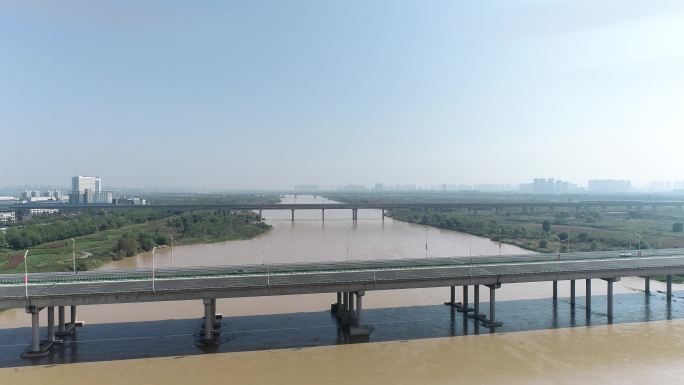 陕西渭河湿地公园风景高清航拍