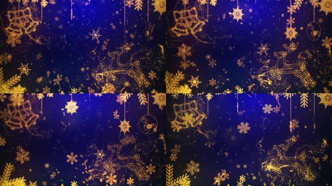圣诞节大气蓝色粒子花朵动态背景素材