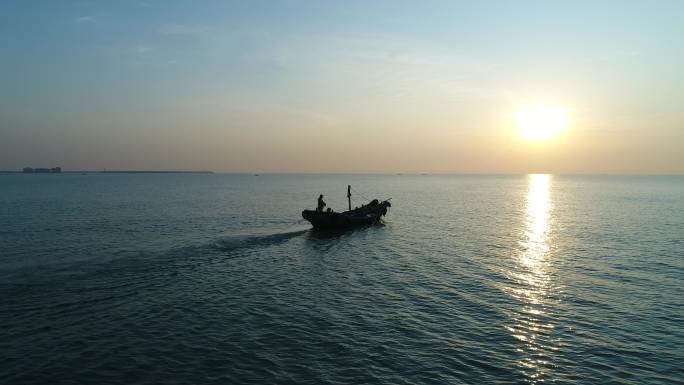 日出渔民渔船海景4k60