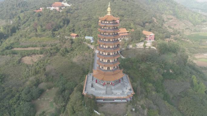 4K-log弥勒寺龙华宝塔航拍素材最新