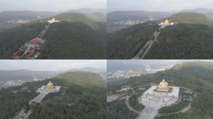 4K弥勒大佛锦屏山大景航拍素材