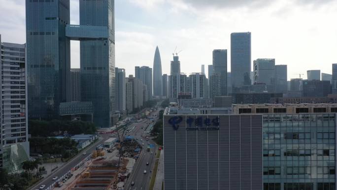 深圳中国电信大楼4K航拍电信LOGO