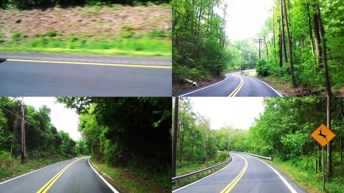 哈雷摩托车队美国自驾车拍公路风光