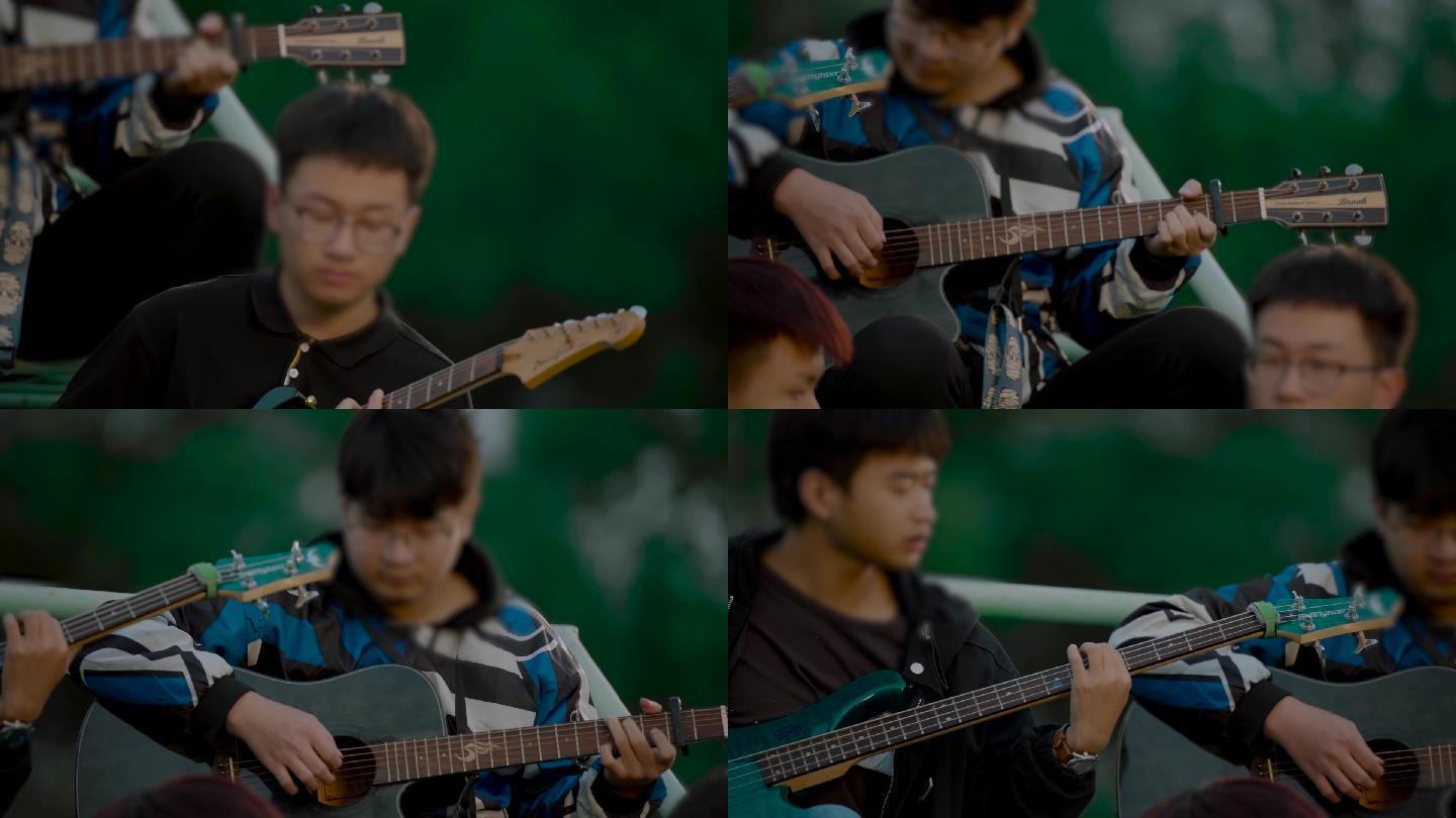 大学生校园弹吉他