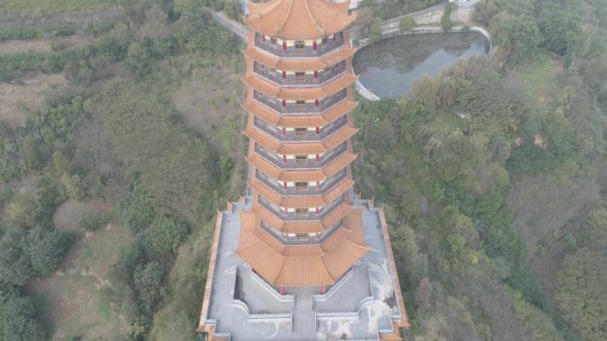 4K-log弥勒寺龙华宝塔航拍素材