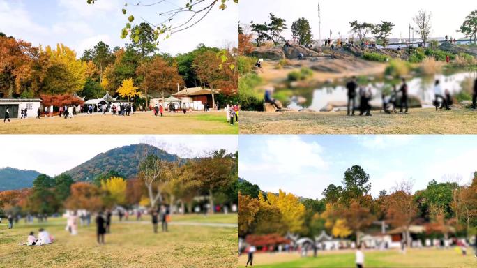 4K景区旅游人流、自然风景、苏州天平山