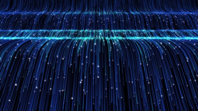 4K蓝色粒子线条叠瀑舞台视频+循环