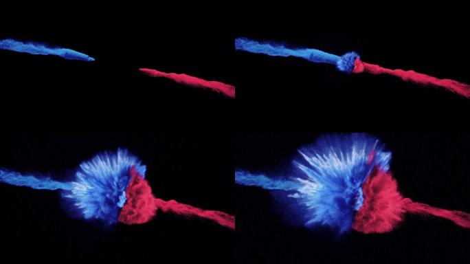 红蓝粒子碰撞喷发粉末开场高清视频