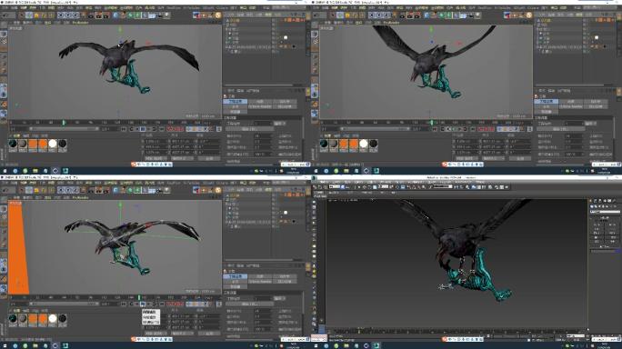 C4D+3dsmax+fbx--乌鸦抓狗