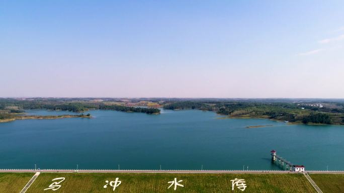 航拍襄阳老河口仙人渡马冲水库登云湖风景区