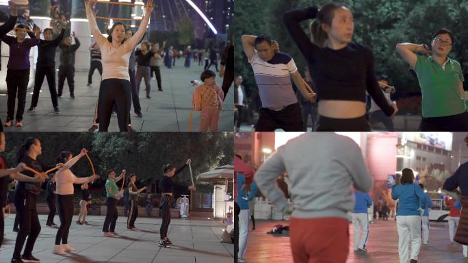 广场舞锻炼身体，城市快乐夜生活