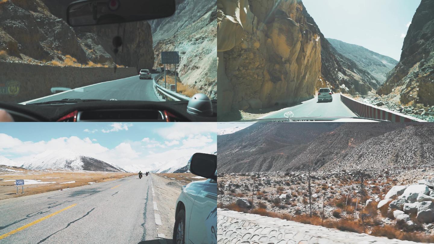 西藏石头峡谷车上道路车拍