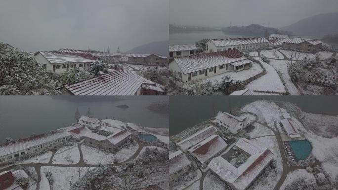千岛湖雪景航拍