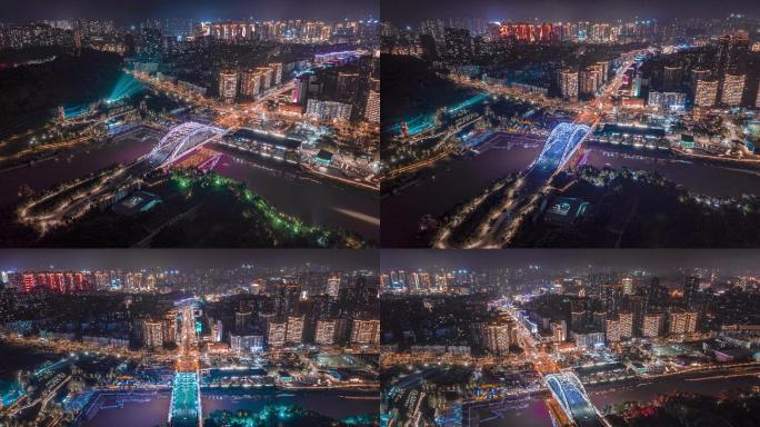 四川自贡市毛家坝大桥网红桥航拍延时视频3