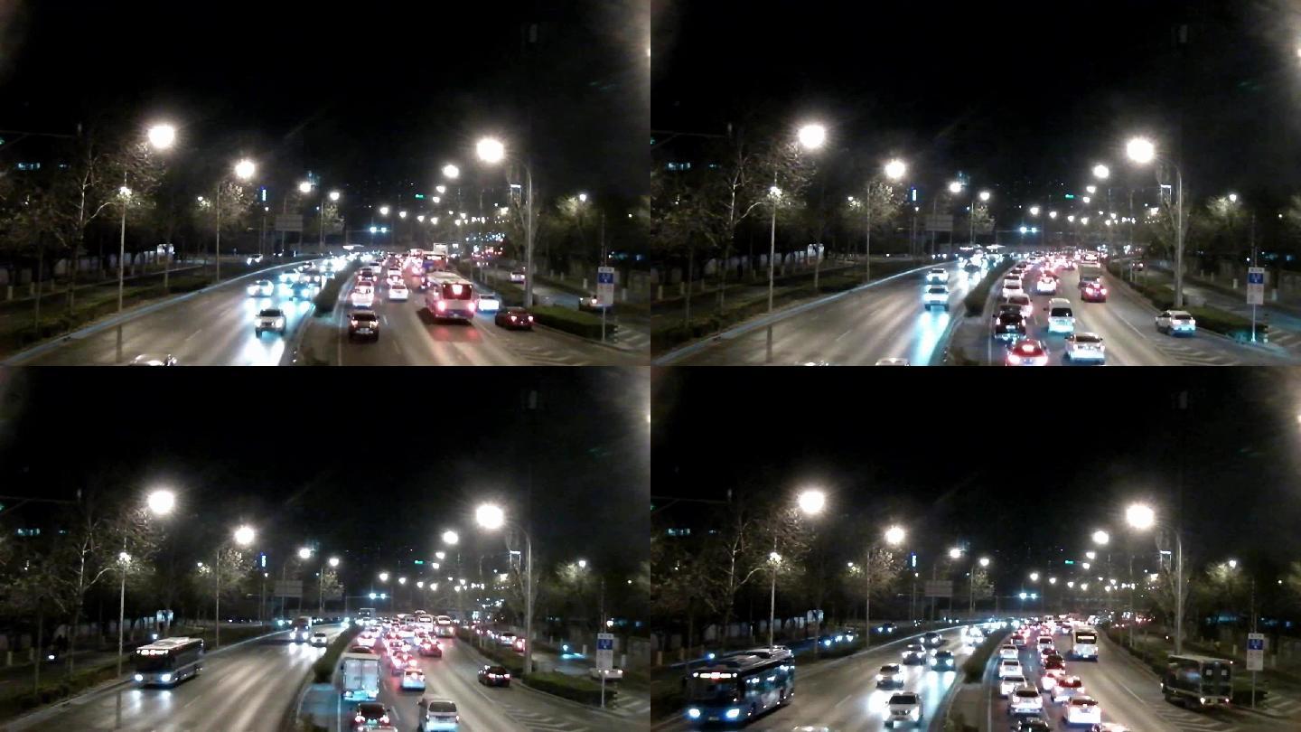 北京三环路夜晚车流延时