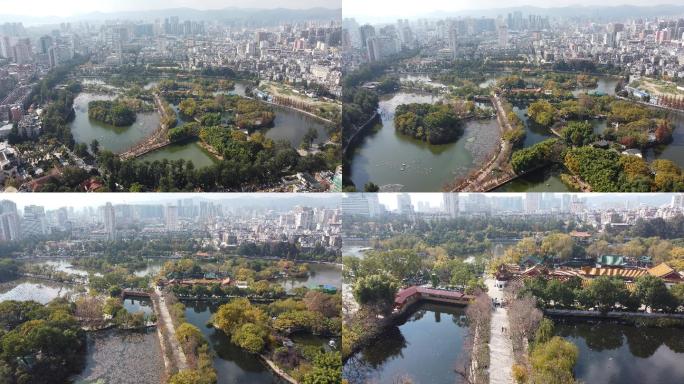 云南昆明翠湖，全景大鸟瞰航拍03