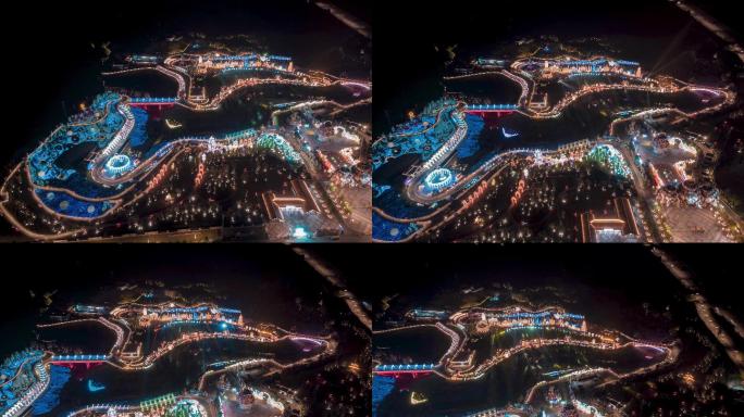 四川省自贡市彩灯大世界航拍延时视频