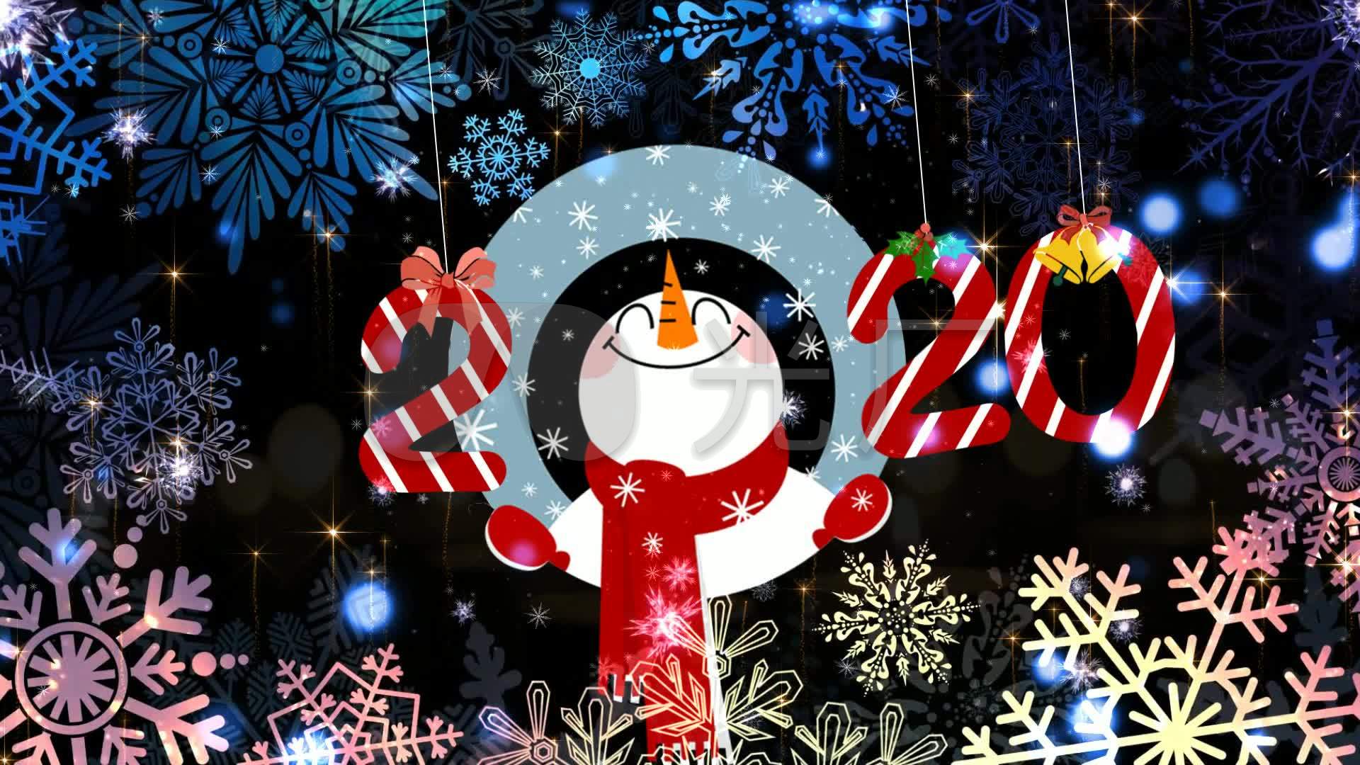 唯美雪人雪花圣诞节背景_1920x1080_高清视频素材下载(编号:5268148)