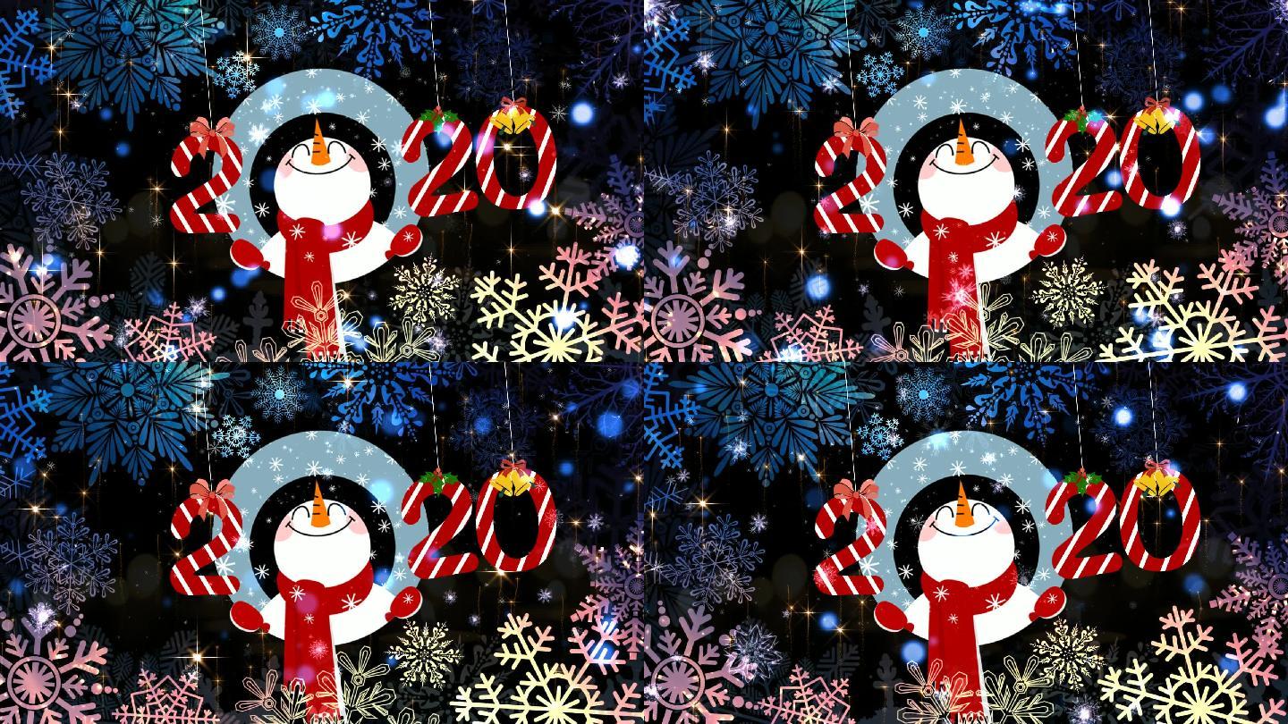 唯美雪人雪花圣诞节背景