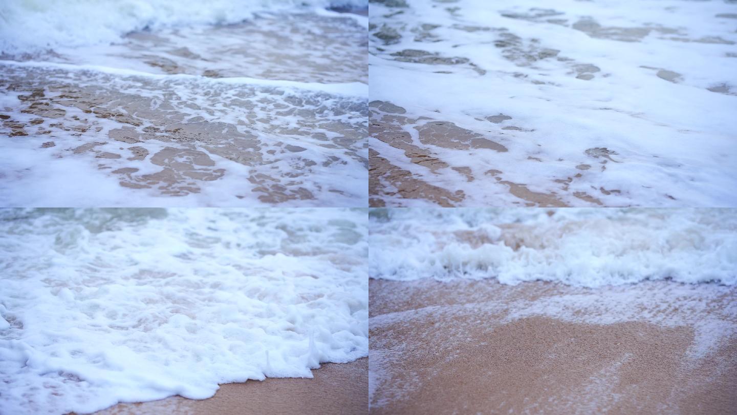 海浪冲上沙滩4k素材