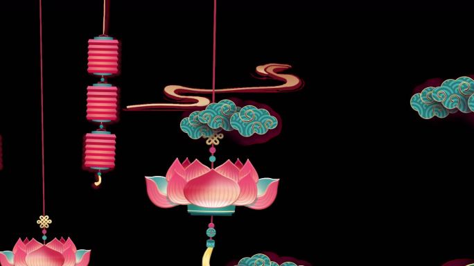 中国风国潮节日喜庆红色LED大屏背景动画