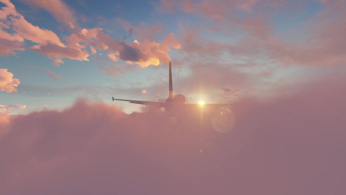 高清大气航拍客机飞机在云海中飞行