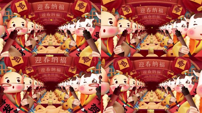 2021中国牛年传统年画背景