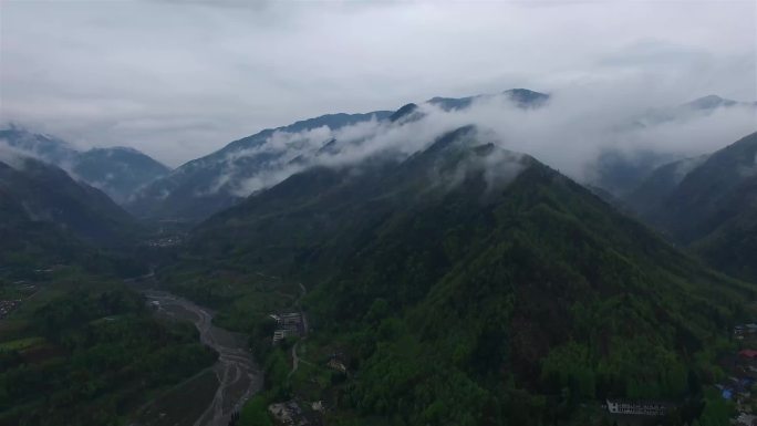 四川成都都江堰虹口景区地貌