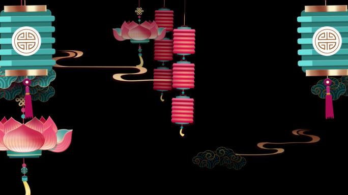 中国风国潮节日喜庆红色LED大屏背景动画