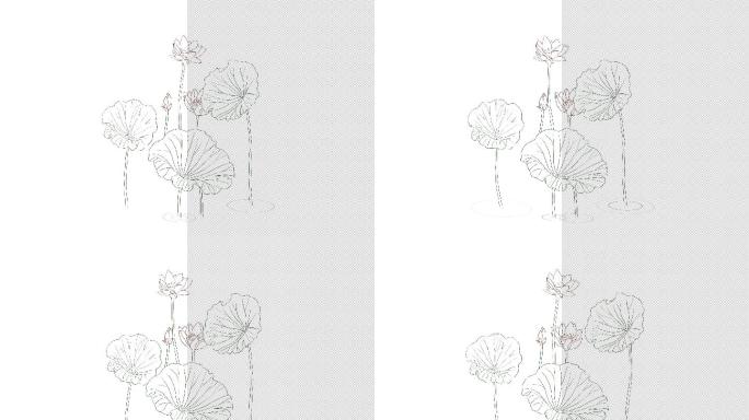 带alpha通道水波线稿线条荷花摆动