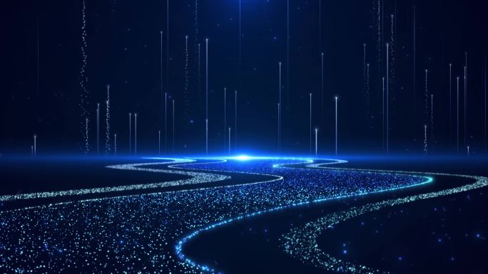 蓝色粒子宇宙星河流淌背景循环-13