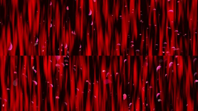 4K红色绸布瀑布花瓣冲屏动画循环