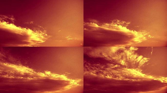 【HD天空】金色落日晚霞云层阔散大气磅礴