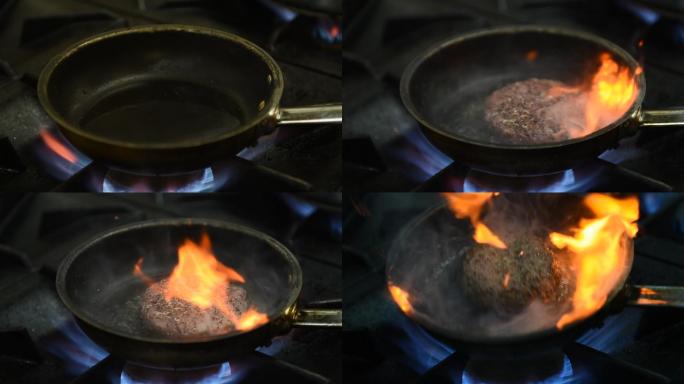 西餐汉堡，煎牛排牛肉饼