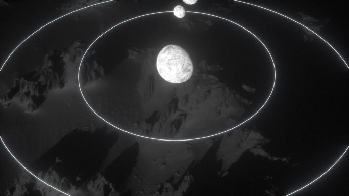 黑白抽象科幻日食月食星系线条地形场景