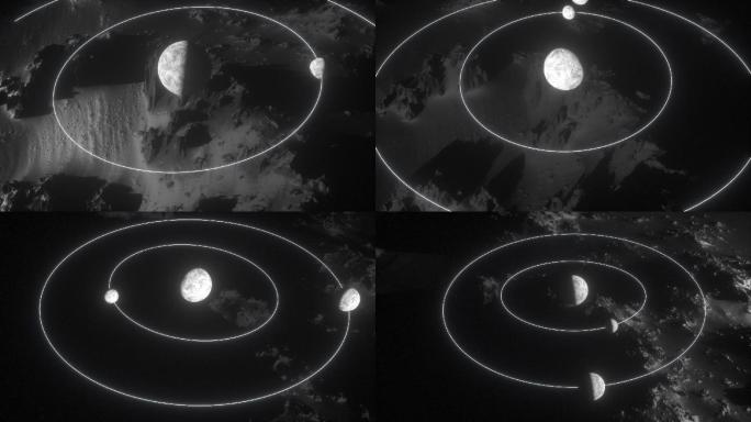黑白抽象科幻日食月食星系线条地形场景