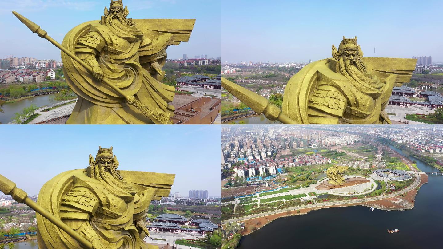 4k湖北省荆州关公义园关羽青铜雕像