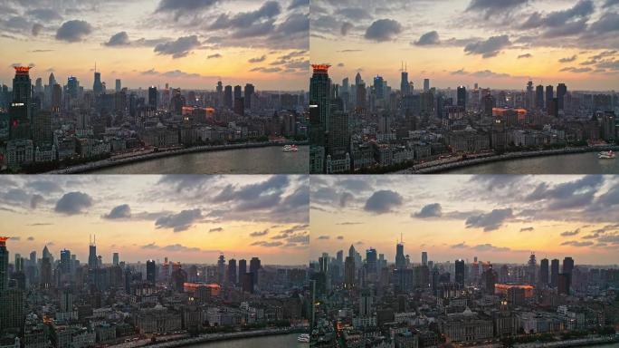 上海外滩建筑群日落