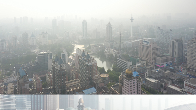 城市大气雾霾污染航拍4K高清