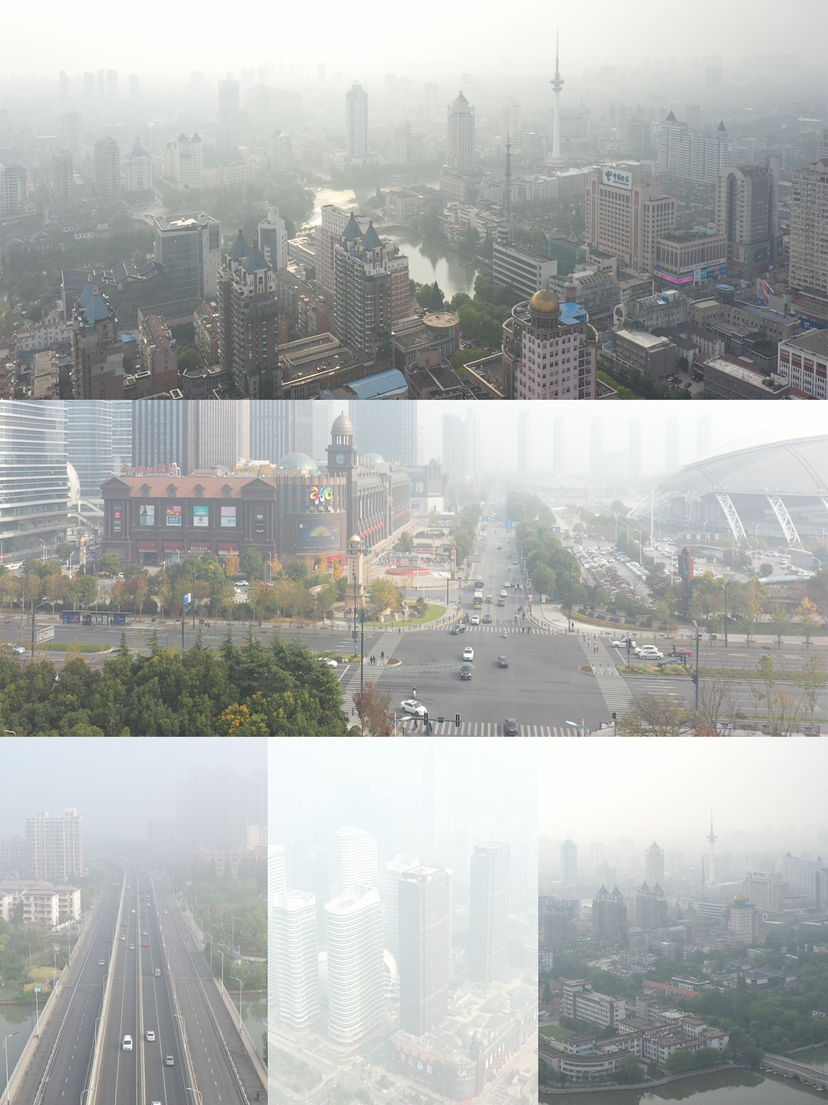 城市大气雾霾污染航拍4K高清