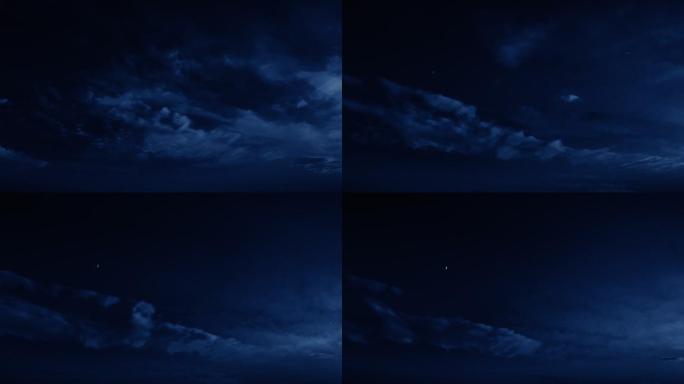 【HD天空】深夜夜晚蓝色静谧夜空唯美弯月