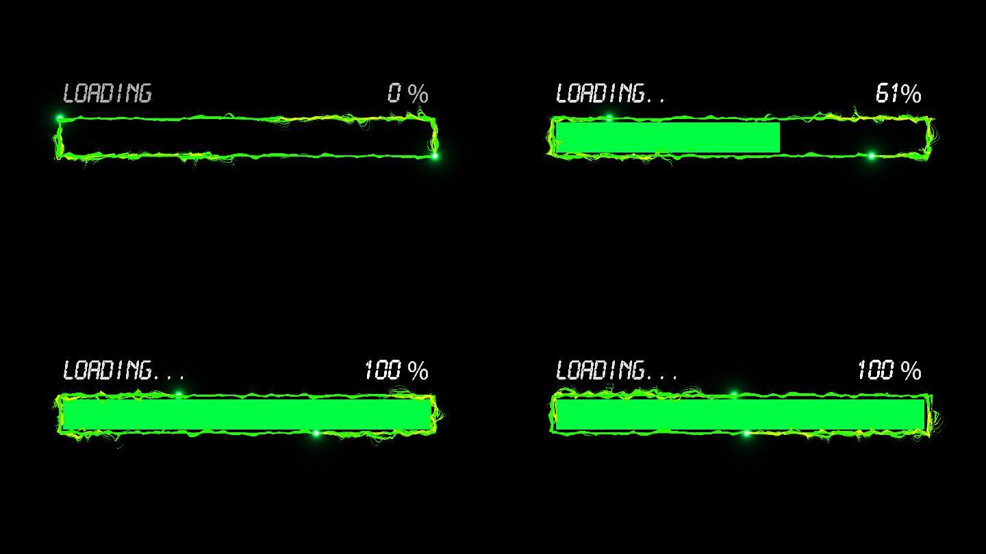 4K绿色扭曲粒子方框进度条加载通道视频