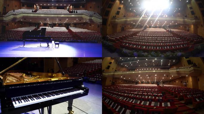 剧场，音乐厅，舞台钢琴，大气剧场空镜头