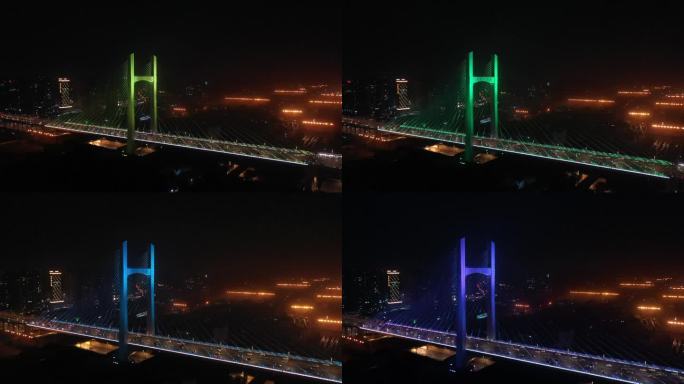航拍郑州二七区农业高架车流城市夜景