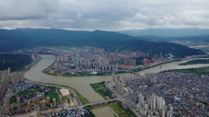 福建南平建瓯航拍城市街景拍摄