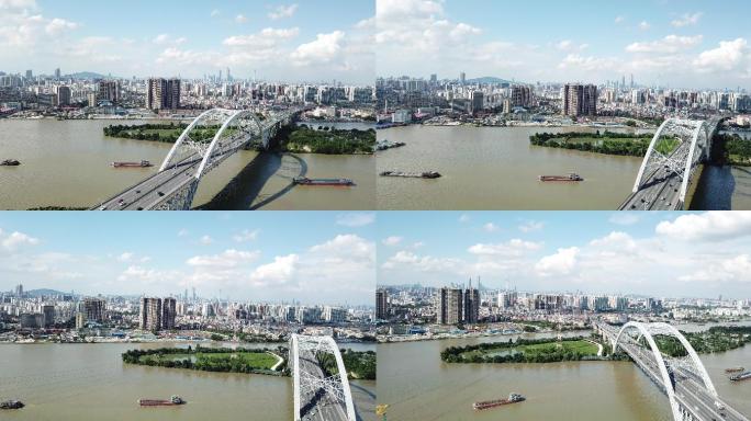 航拍跨江大桥