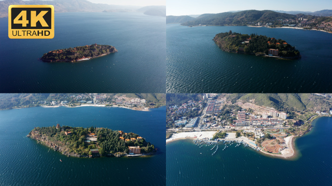 【4K】抚仙湖孤山风景区航拍