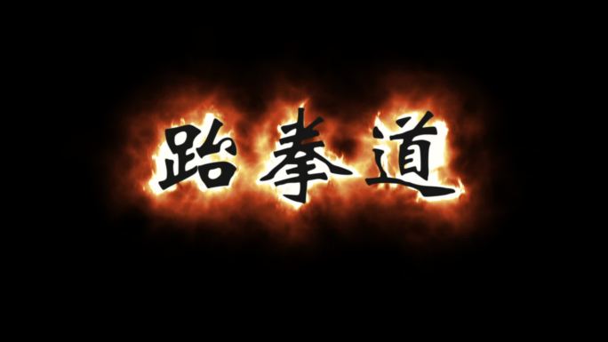 跆拳道武术表演背景火焰文字